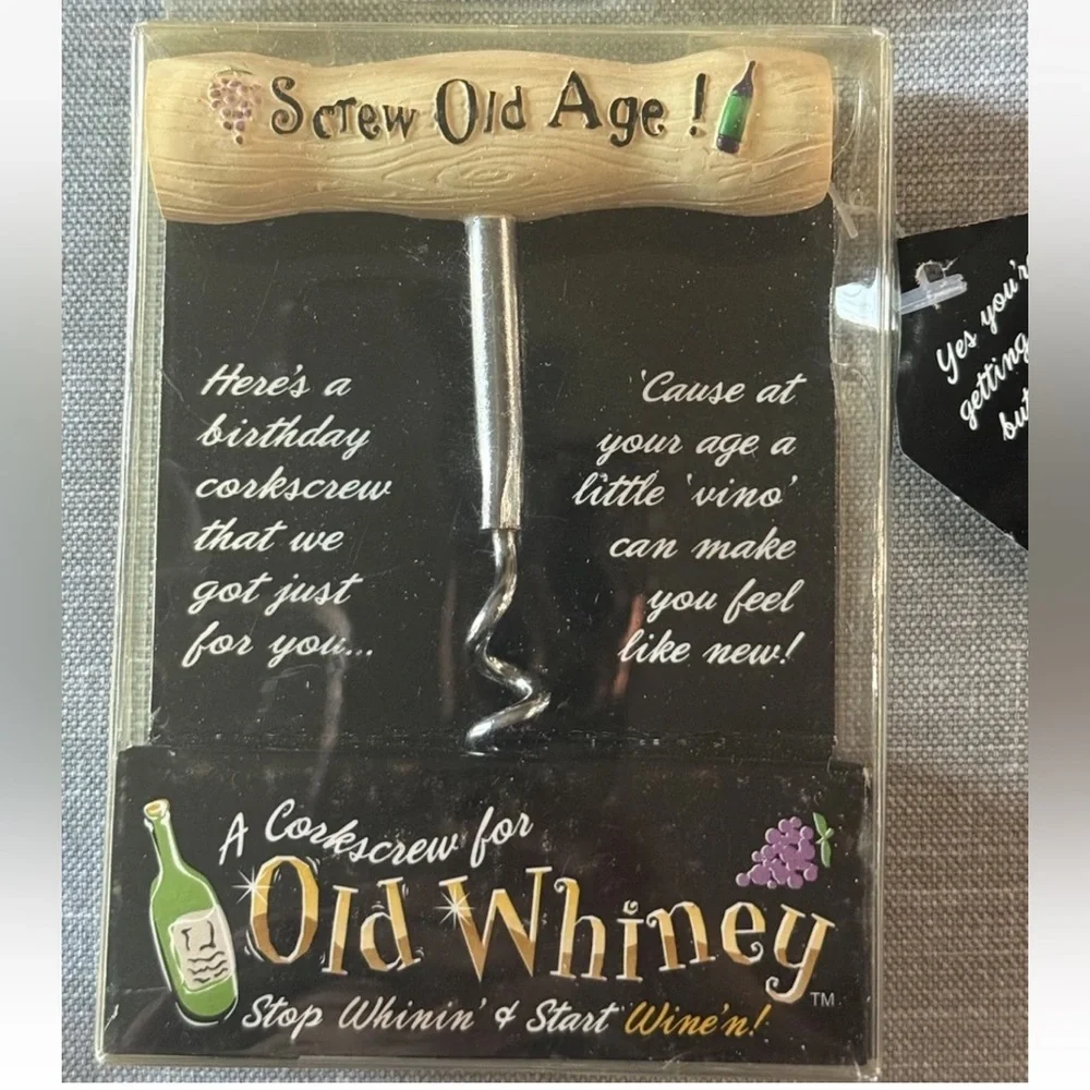 Vintage Wine Bottle Opener Screw Old Age Corkscrew For Whiney Birthday Gag Gift